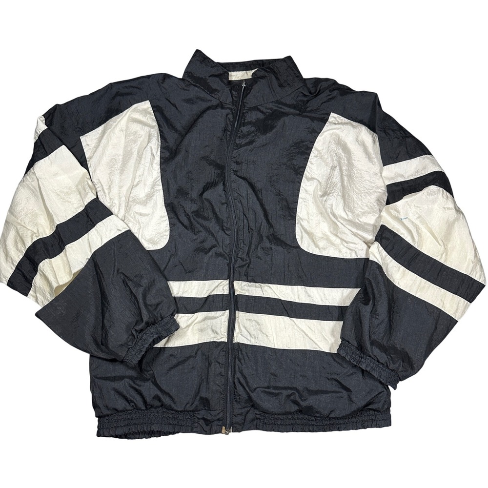 MacGregor Vintage Windbreaker Jacket Mens XL Black White Colorblock Full Zip